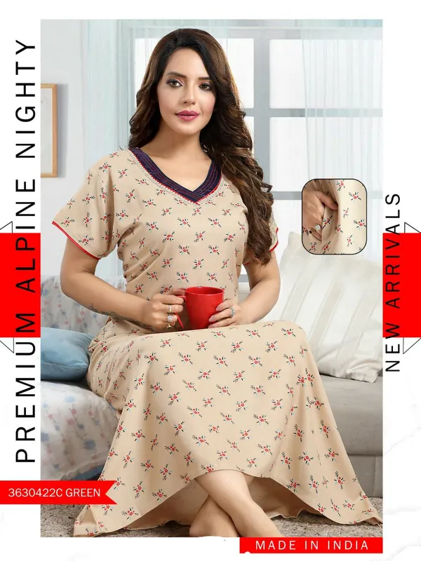 Premium__Stylish_Alpine_Nighty/Night_Dress_(Beige)