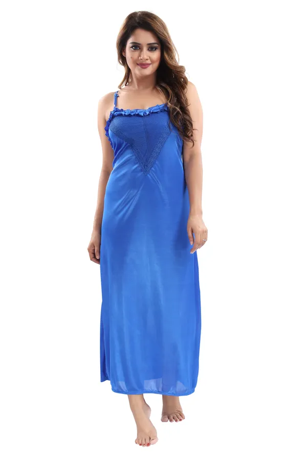 Pack_of_2_Blue_Satin_Solid_Honeymoon_Nighty_With_Robe_For_Women
