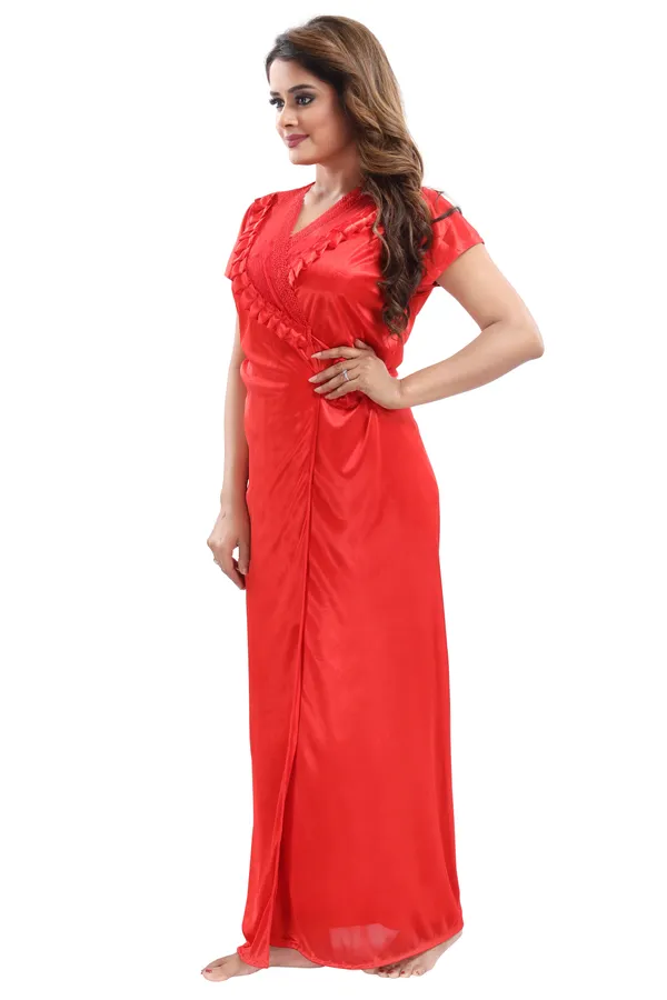 Red_Satin_2_Pc_Bridal_Nighty/Honeymoon/Regular_Nighty_with_Robe(Pack_of_2)