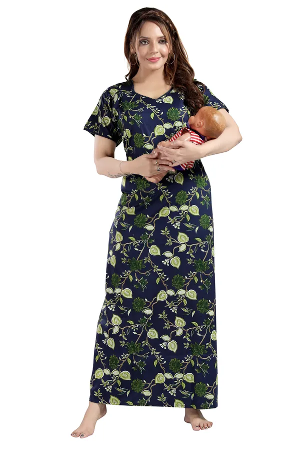 Dark_Blue_Cotton_Floral_Regular_Maternity_&_Nursing_Nighty_For_Women