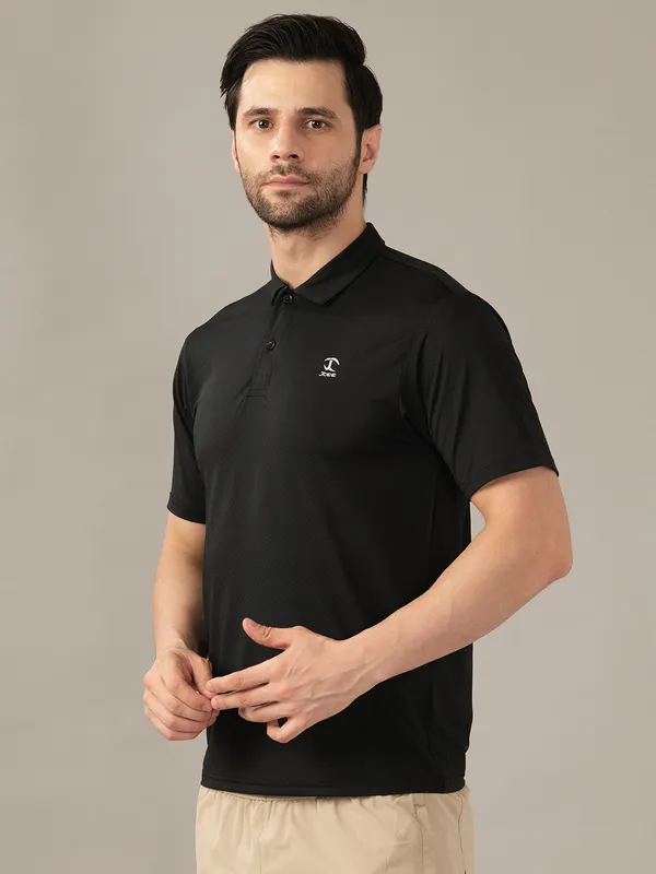 Black_Activewear_Nexfit_Polo_T-Shirt_For_Men