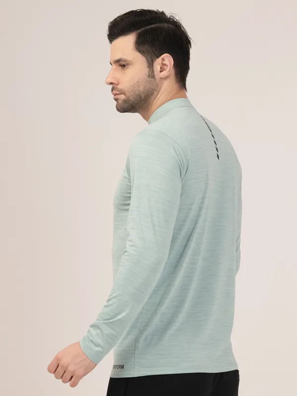MINT/GREEN_MELANGE_FULL_SLEEVE_ZIPPER_TSHIRT