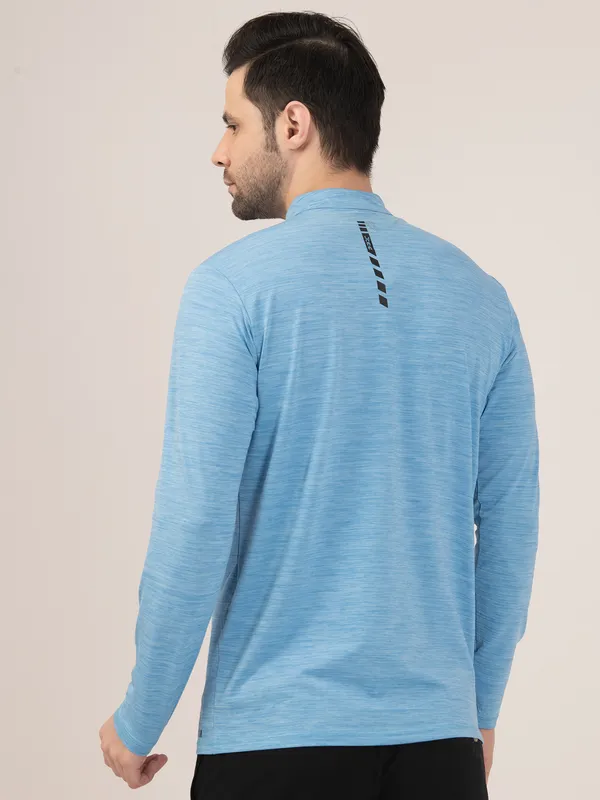 SKY/BLUE_MELANGE_FULL_SLEEVE_ZIPPER_TSHIRT