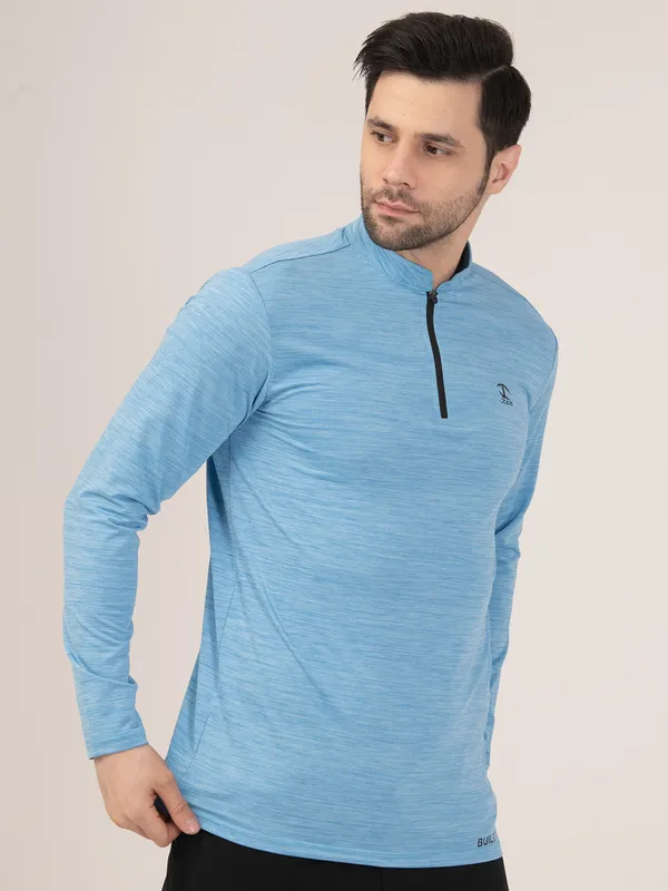 SKY/BLUE_MELANGE_FULL_SLEEVE_ZIPPER_TSHIRT