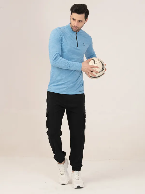 SKY/BLUE_MELANGE_FULL_SLEEVE_ZIPPER_TSHIRT