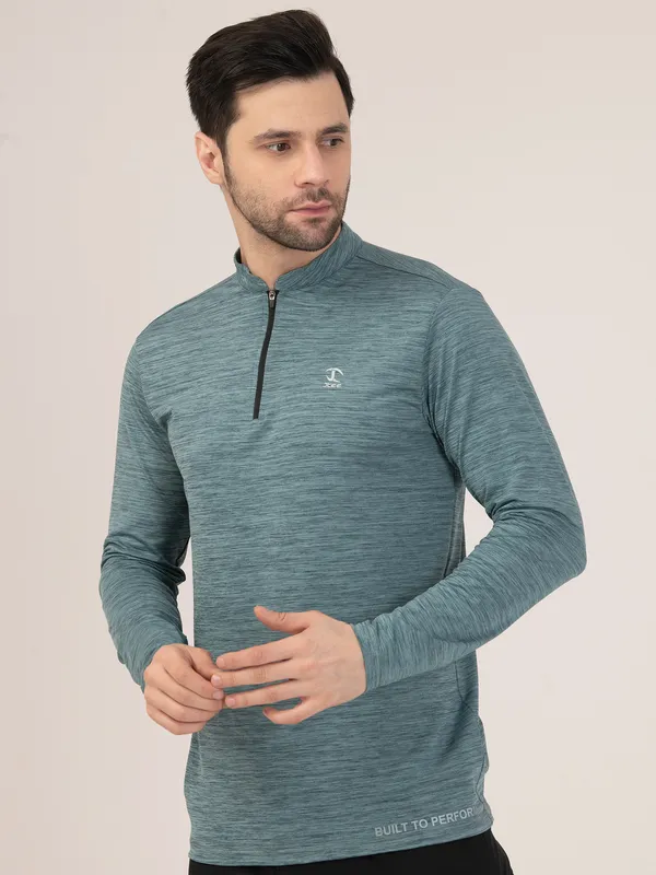 TEAL_MELANGE_FULL_SLEEVE_ZIPPER_TSHIRT