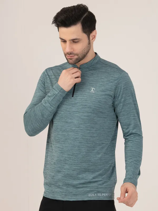 TEAL_MELANGE_FULL_SLEEVE_ZIPPER_TSHIRT