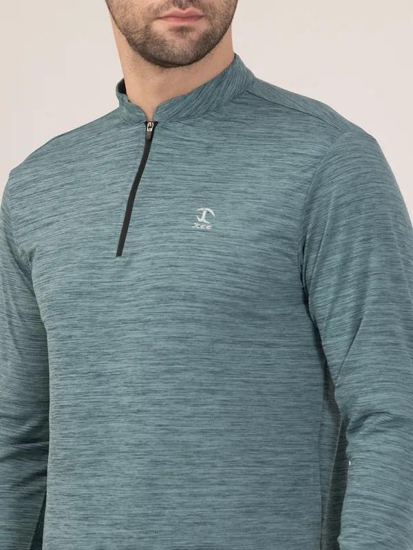 TEAL_MELANGE_FULL_SLEEVE_ZIPPER_TSHIRT