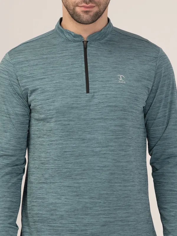 TEAL_MELANGE_FULL_SLEEVE_ZIPPER_TSHIRT