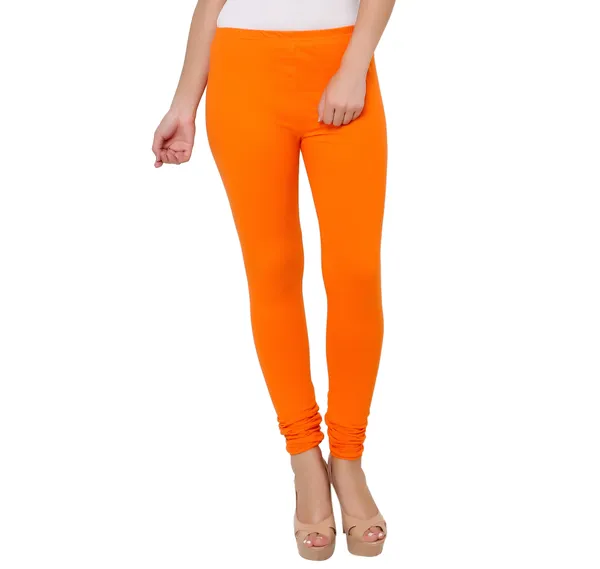 Orange_Solid_Cotton_Lycra_Churidar_Leggings_For_Women_&_Girls