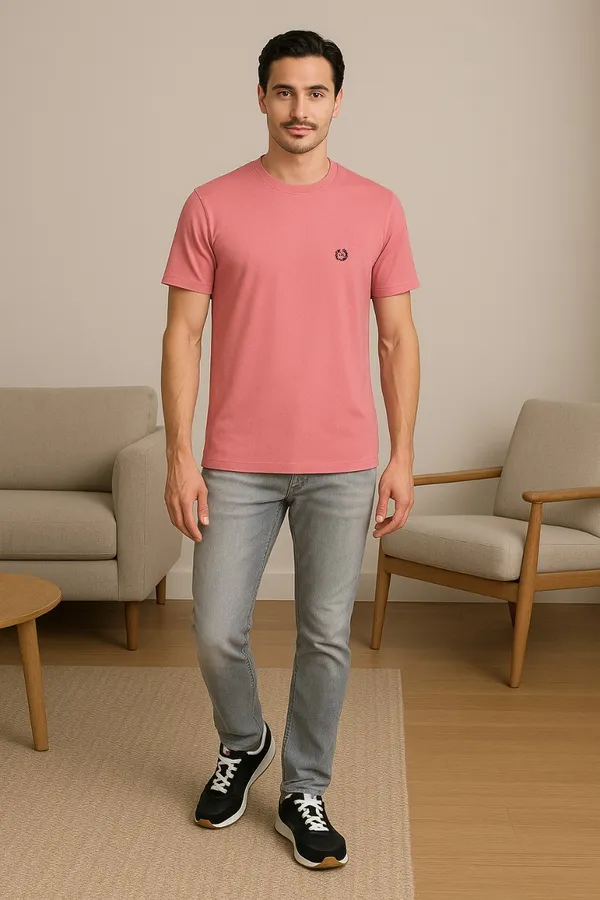Leebonee_Men's_Solid_Dark_Peach_Dri_Fit_Tshirt_with_4_Way_Lycra