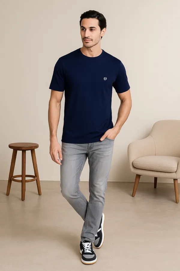 Leebonee_Men's_Solid_Navy_Blue_Dri_Fit_Tshirt_with_4_Way_Lycra