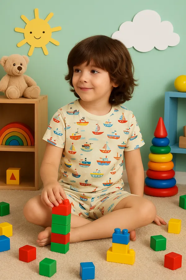 Cream_Colour_Kids_Printed_Co-ord_Set_|_Trendy_T-Shirt_&_Shorts_for_Summer_Comfort