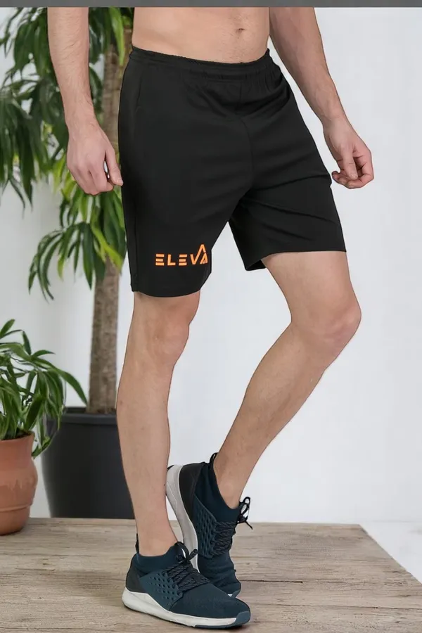 Solid_Black_Plus_Size_Elevate_Dri_Fit_Shorts_For_Men