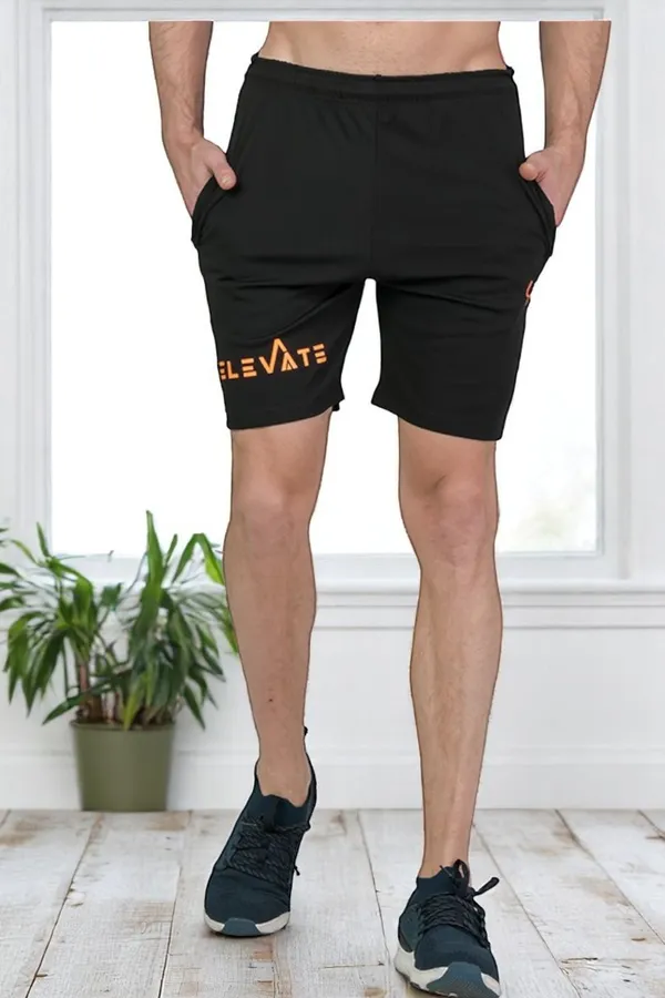 Solid_Black_Plus_Size_Elevate_Dri_Fit_Shorts_For_Men