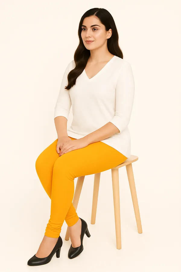 Gold_Solid_Cotton_Lycra_Churidar_Leggings_For_Women_&_Girls