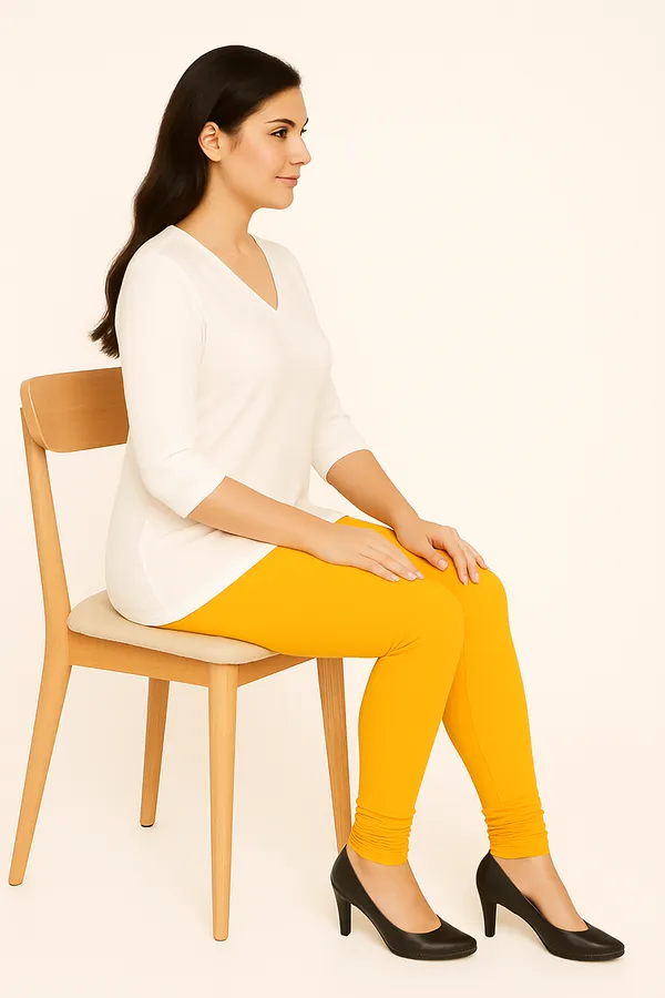 Gold_Solid_Cotton_Lycra_Churidar_Leggings_For_Women_&_Girls