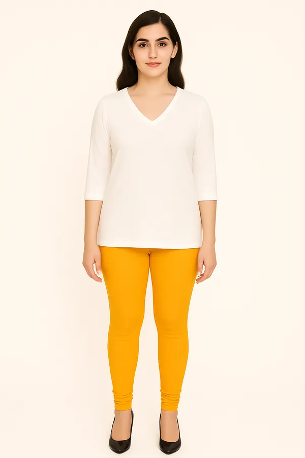 Gold_Solid_Cotton_Lycra_Churidar_Leggings_For_Women_&_Girls