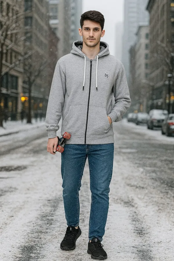 Leebonee_Mens_Solid_Grey_Cotton_Fleece_Zipper_Hooded_Sweatshirt