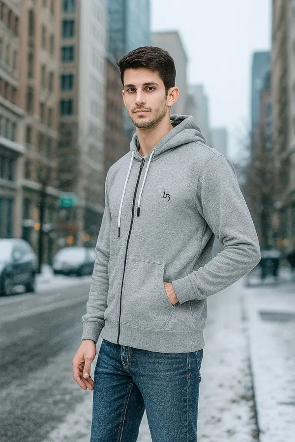 Leebonee_Mens_Solid_Grey_Cotton_Fleece_Zipper_Hooded_Sweatshirt