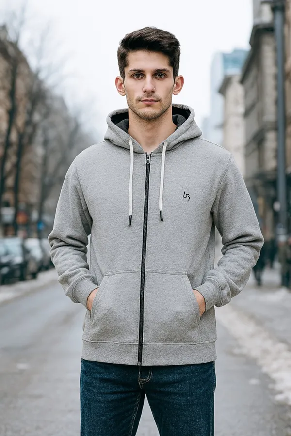 Leebonee_Mens_Solid_Grey_Cotton_Fleece_Zipper_Hooded_Sweatshirt