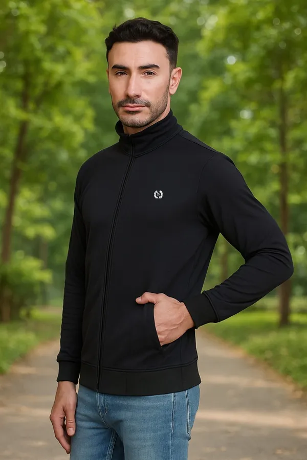 Black_Polyester_Solid_Plus_Size_Dri_Fit_Jacket_With_Zip_Pockets_For_Men