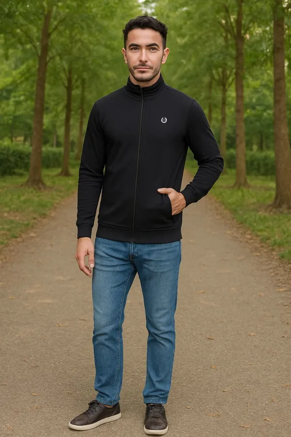 Black_Polyester_Solid_Plus_Size_Dri_Fit_Jacket_With_Zip_Pockets_For_Men