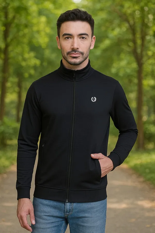 Black_Polyester_Solid_Plus_Size_Dri_Fit_Jacket_With_Zip_Pockets_For_Men