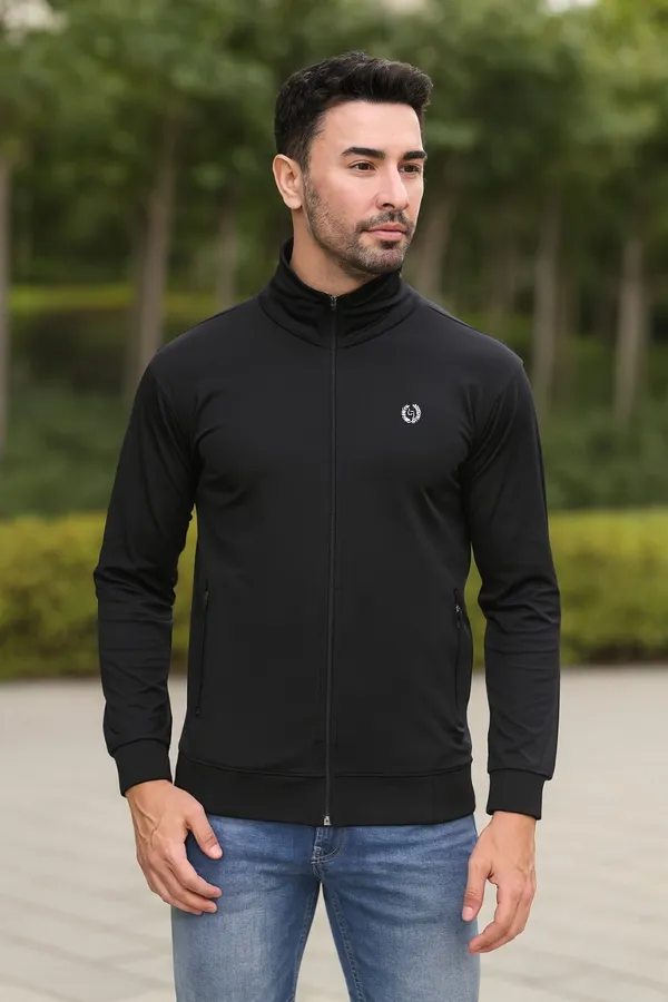 Black_Polyester_Solid_Plus_Size_Dri_Fit_Jacket_With_Zip_Pockets_For_Men