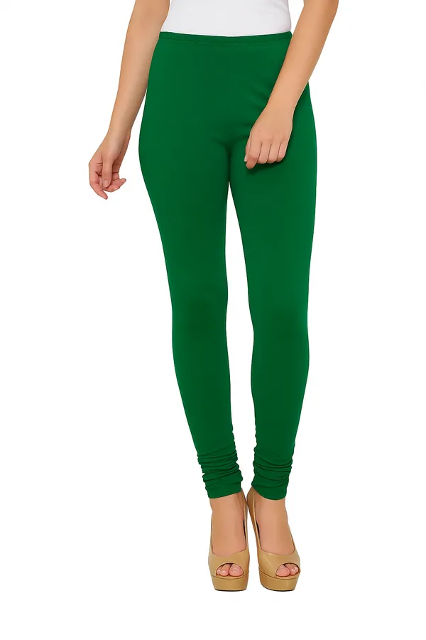 Bottle_Green_Solid_Cotton_Lycra_Churidar_Leggings_For_Women_&_Girls