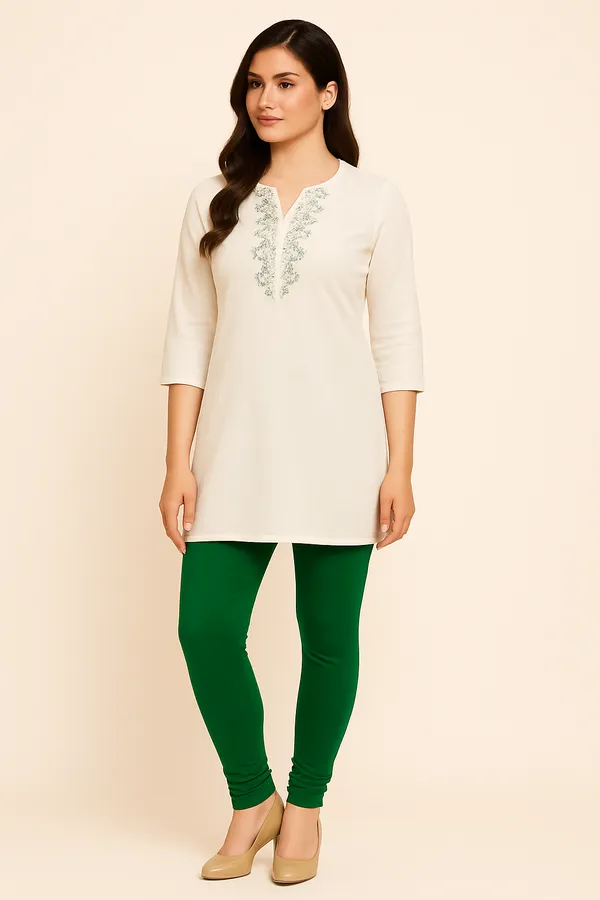 Bottle_Green_Solid_Cotton_Lycra_Churidar_Leggings_For_Women_&_Girls