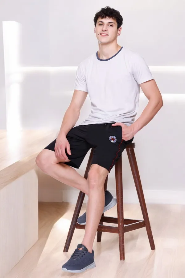Polyester_Blend_Shorts_Dri_Fit_Stripe_For_Men_(Black)