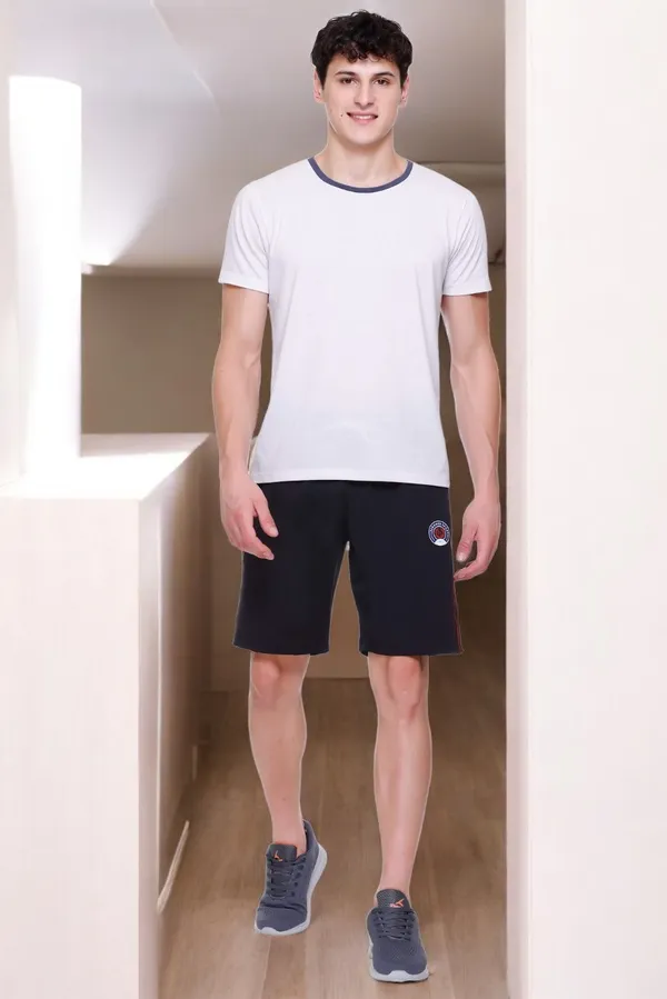 Polyester_Blend_Shorts_Dri_Fit_Stripe_For_Men_(Black)