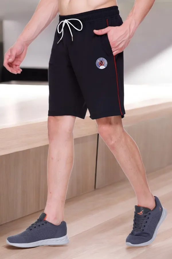 Polyester_Blend_Shorts_Dri_Fit_Stripe_For_Men_(Black)
