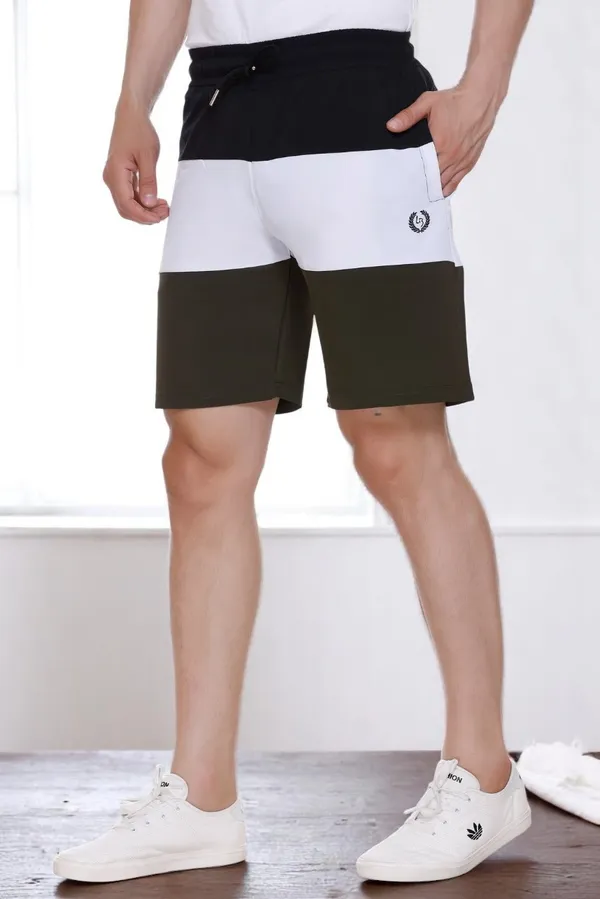 White_Polyester_Blend_Striped_Dri_Fit_Shorts_For_Men
