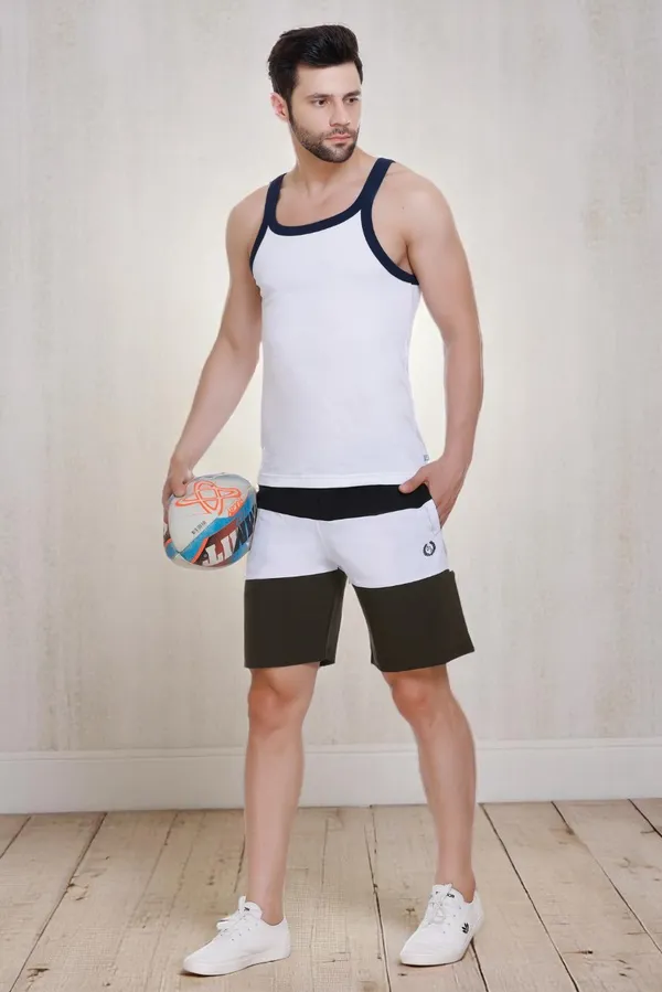 White_Polyester_Blend_Striped_Dri_Fit_Shorts_For_Men