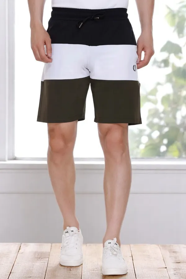 White_Polyester_Blend_Striped_Dri_Fit_Shorts_For_Men