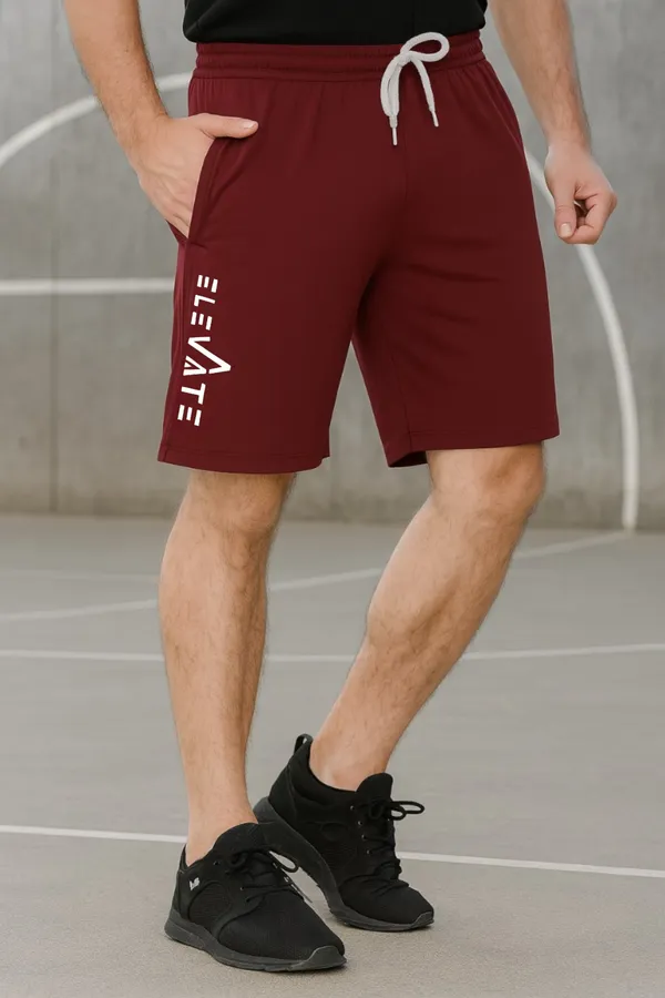 Solid_Maroon_Elevate_NS_Lycra_Dri_Fit_Shorts_For_Men