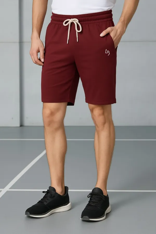 Solid_Maroon_Elevate_NS_Lycra_Dri_Fit_Shorts_For_Men