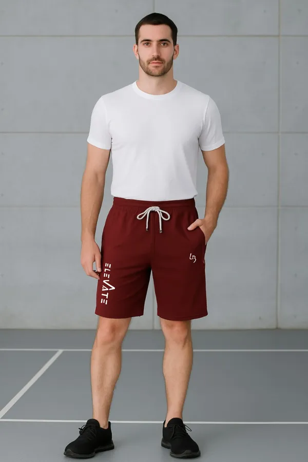 Solid_Maroon_Elevate_NS_Lycra_Dri_Fit_Shorts_For_Men