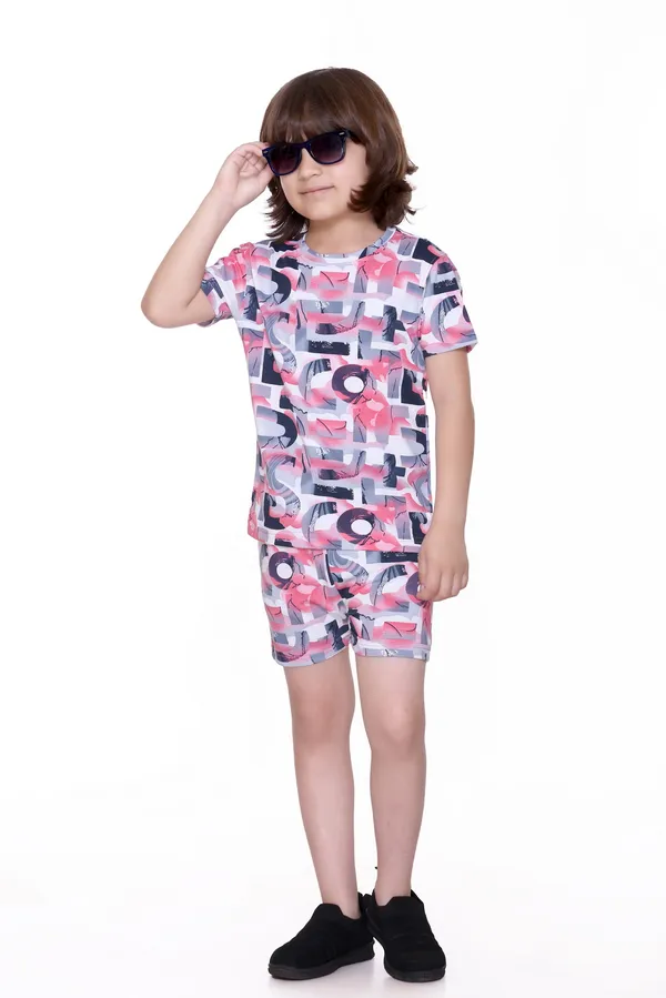 Peach_Colour_Kids_Printed_Co-ord_Set_|_T-Shirt_&_Shorts_Combo_for_Boys_&_Girls_|_Summer_Style