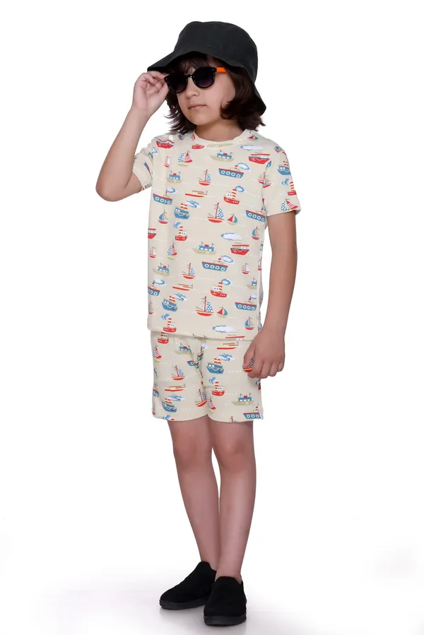 Cream_Colour_Kids_Printed_Co-ord_Set_|_Trendy_T-Shirt_&_Shorts_for_Summer_Comfort