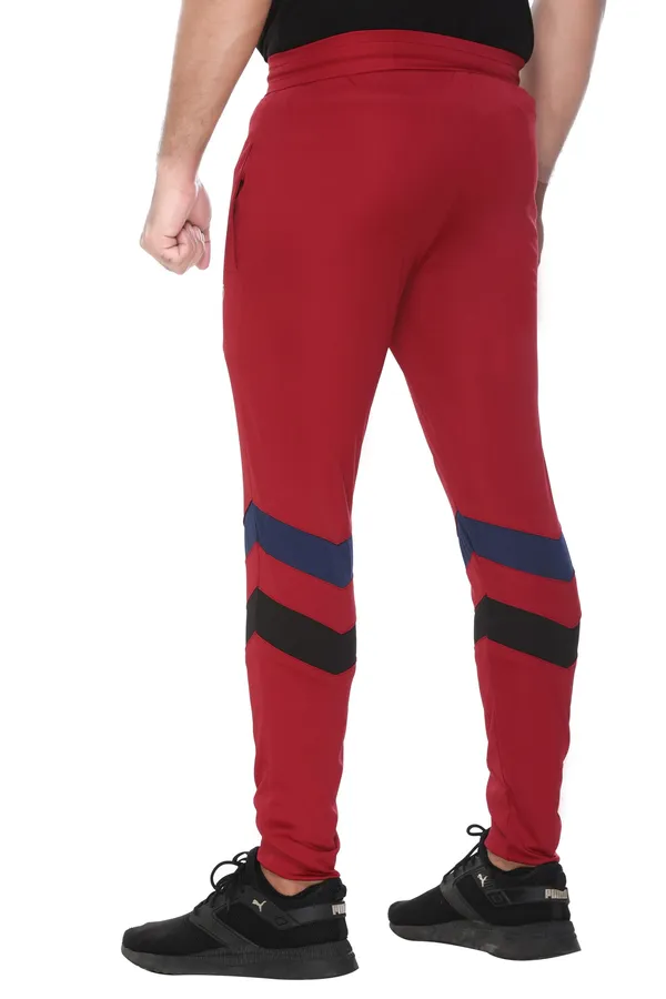 Polyester_Blend_Track_Pant_Low_Stripe_For_Men_(Maroon)