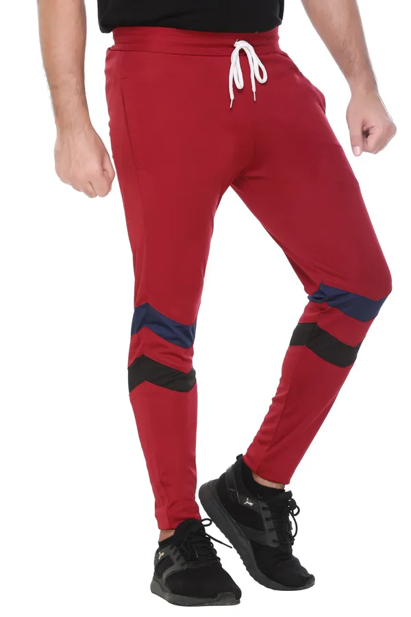Polyester_Blend_Track_Pant_Low_Stripe_For_Men_(Maroon)