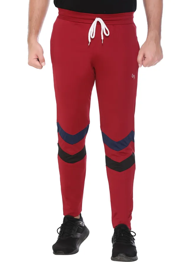 Polyester_Blend_Track_Pant_Low_Stripe_For_Men_(Maroon)