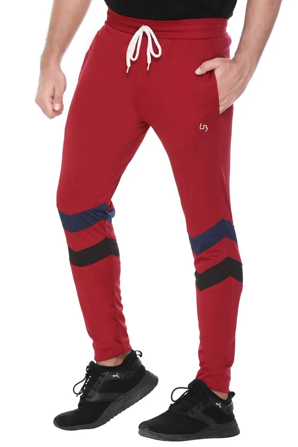 Polyester_Blend_Track_Pant_Low_Stripe_For_Men_(Maroon)