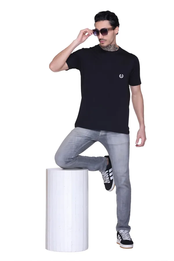 Leebonee_Men's_Solid_Black_Dri_Fit_Tshirt_with_4_Way_Lycra