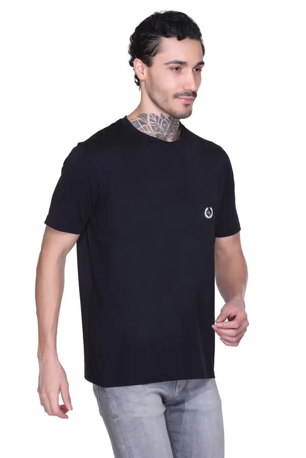 Leebonee_Men's_Solid_Black_Dri_Fit_Tshirt_with_4_Way_Lycra