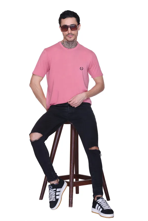Leebonee_Men's_Solid_Dark_Peach_Dri_Fit_Tshirt_with_4_Way_Lycra