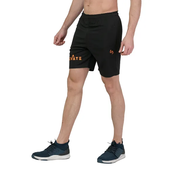 Solid_Black_Plus_Size_Elevate_Dri_Fit_Shorts_For_Men